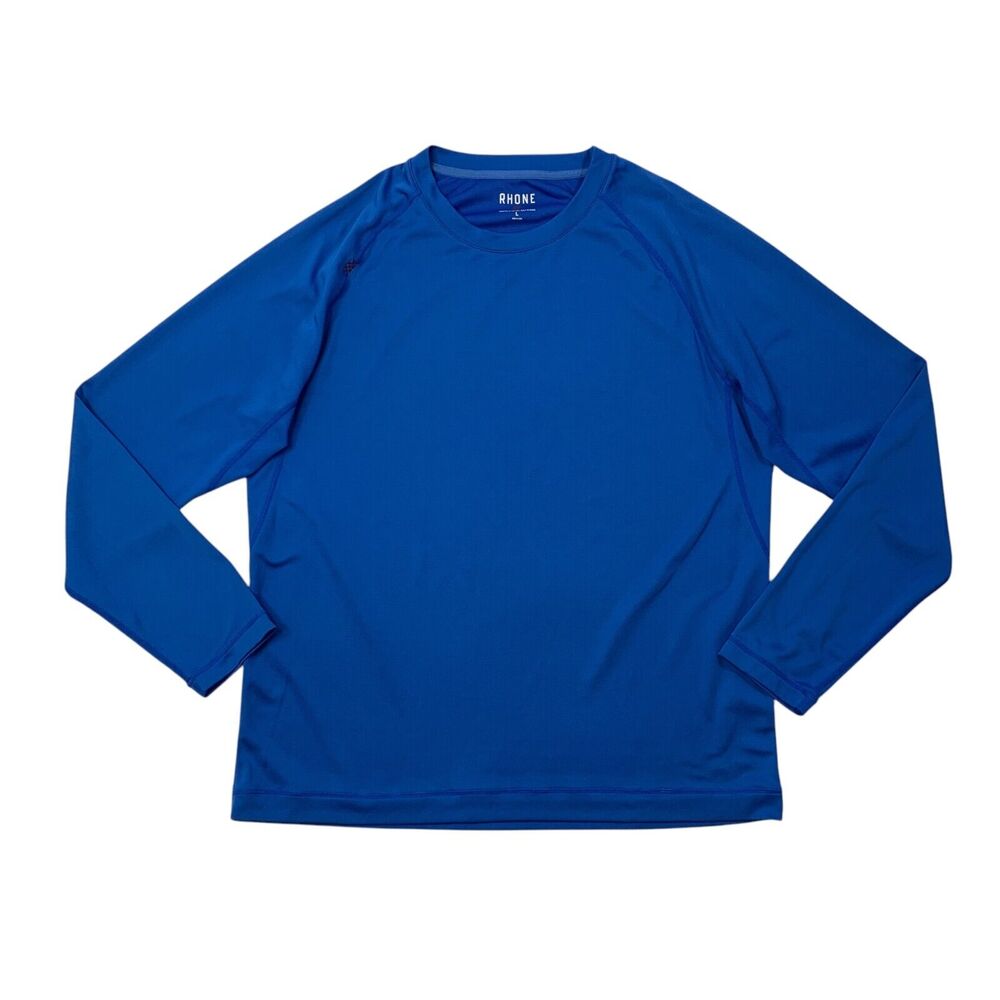 Rhone Shirt Mens L Large Harbor Blue Long Sleeve Moisture Wick Gym Train Workout